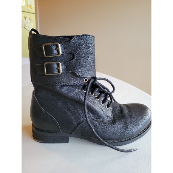 Ecote Shoes - Urban Outfitters Ecote Black Leather Combat Moto Boots size 8.5